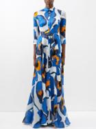 Carolina Herrera - Poppy-print Silk-chiffon Gown - Womens - Blue Multi