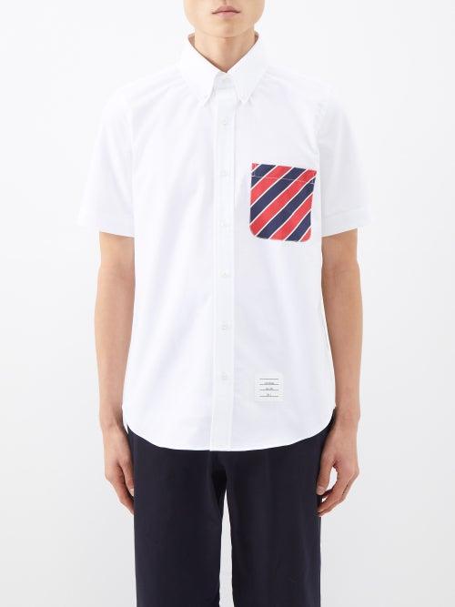 Thom Browne - Contrast-pocket Cotton Short-sleeved Shirt - Mens - White