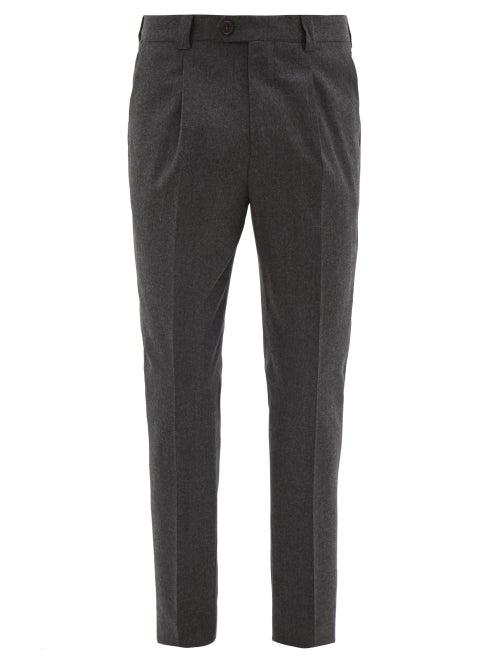 Matchesfashion.com Brunello Cucinelli - Tailored Wool Trousers - Mens - Grey
