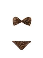 Matchesfashion.com Lisa Marie Fernandez - Alexia Tiger-print Twisted Bandeau Bikini - Womens - Brown Print