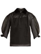 Emilia Wickstead Grace Velvet-collar Silk-blend Top