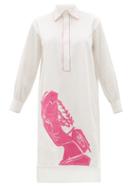 Matchesfashion.com Kilometre Paris - Villa Santo Sospir Face-embroidered Cotton Dress - Womens - White Print