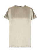 Brunello Cucinelli Short-sleeved Silk-blend Satin Top