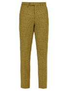 Matchesfashion.com Raf Simons - Slim Leg Houndstooth Wool Trousers - Mens - Yellow
