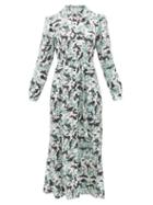 Matchesfashion.com Saloni - Vanessa Jungle-print Silk Shirt Dress - Womens - White Multi