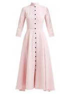 Matchesfashion.com Emilia Wickstead - Ashton Panelled Wool Crepe Midi Dress - Womens - Light Pink