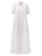Matchesfashion.com Staud - Guilia Short-sleeved Cotton-poplin Shirt Dress - Womens - White