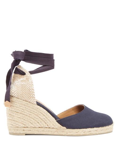 Castaer - Carina 80 Canvas & Jute Wedge Espadrilles - Womens - Navy