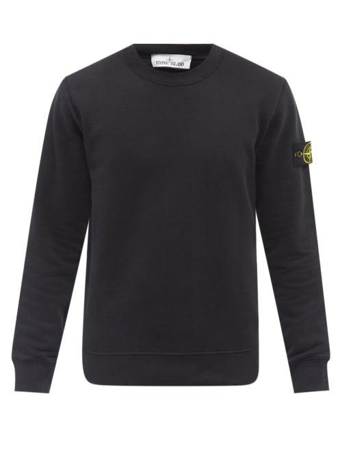 Stone Island - Logo-patch Garment-dyed Cotton-jersey Sweatshirt - Mens - Black