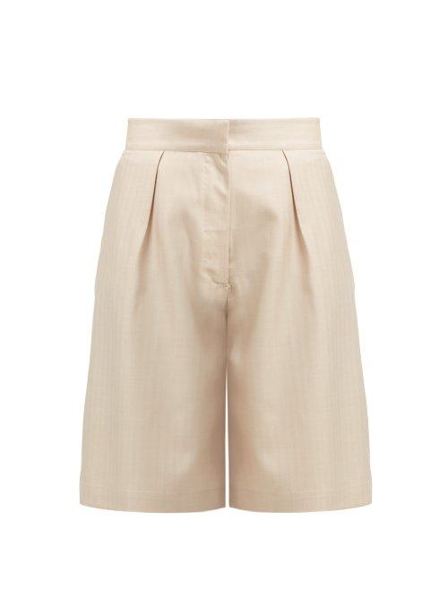 Matchesfashion.com Giuliva Heritage Collection - The Stella Wool And Silk Blend Shorts - Womens - Beige