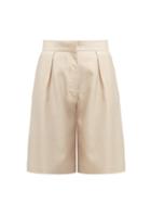 Matchesfashion.com Giuliva Heritage Collection - The Stella Wool And Silk Blend Shorts - Womens - Beige