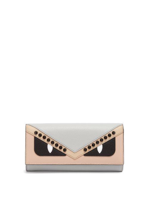 Matchesfashion.com Fendi - Bag Bugs Foldover Leather Wallet - Womens - Pink Multi