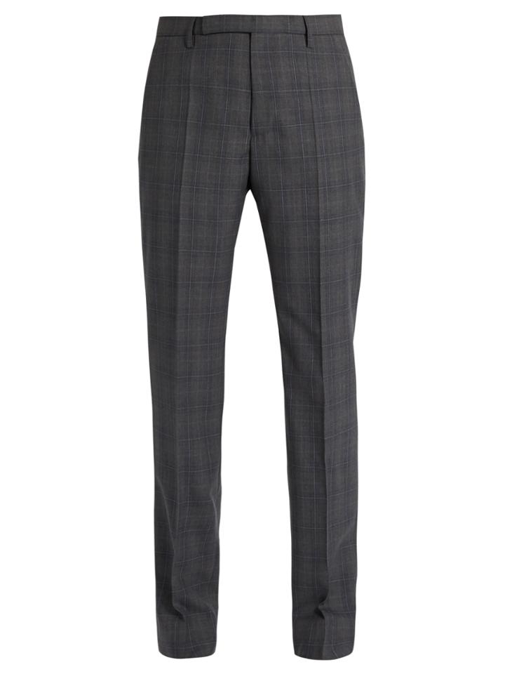 Maison Margiela Mid-rise Slim-leg Wool-plaid Trousers