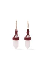 Chlo - Jemma Rose-quartz And Leather Earrings - Womens - Pink Multi
