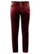 Matchesfashion.com Saint Laurent - Cropped Velvet Slim-leg Trousers - Mens - Burgundy