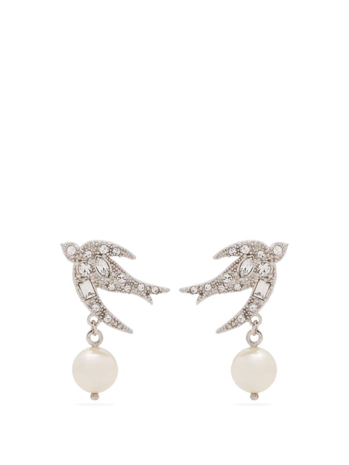 Miu Miu Embellished Bird Sterling-silver Earrings