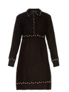 Jupe By Jackie Ponselle Embroidered Point-collar Wool Dress