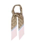 Ladies Accessories Gucci - Gg And Bee-print Slim Silk Scarf - Womens - Brown Multi