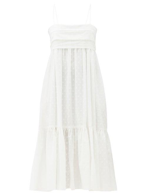 Matchesfashion.com Loup Charmant - Iliana Tie-back Organic-cotton Midi Dress - Womens - White