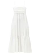 Matchesfashion.com Loup Charmant - Iliana Tie-back Organic-cotton Midi Dress - Womens - White