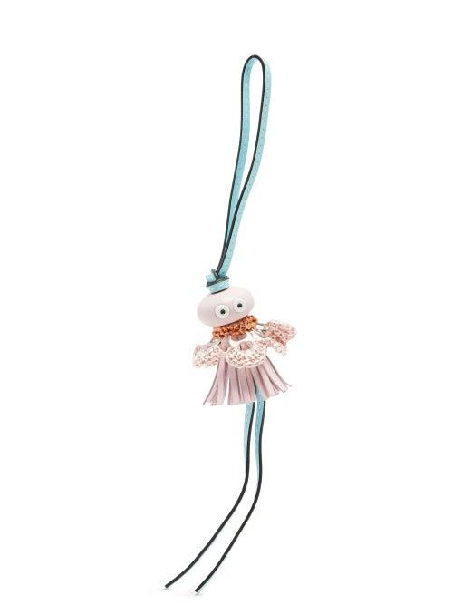 Matchesfashion.com Loewe Paula's Ibiza - Sea Angel Raffia And Leather Key Charm - Womens - Pink Multi