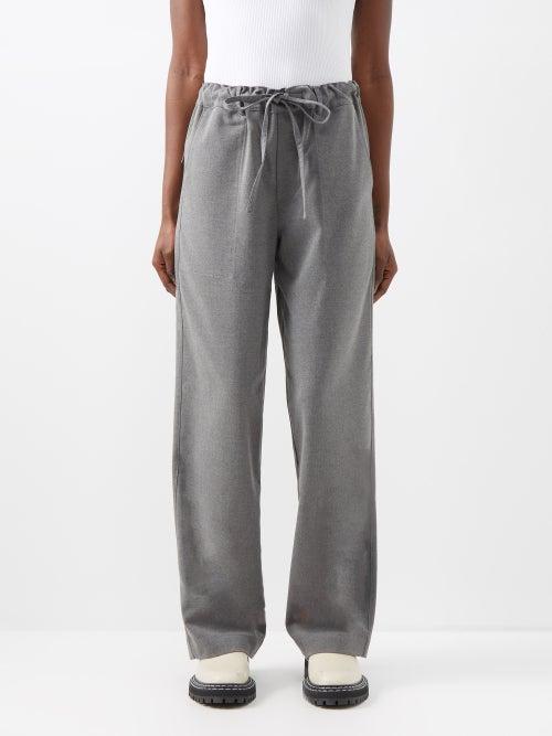 Proenza Schouler White Label - Drawstring-waist Jersey Wide-leg Trousers - Womens - Grey