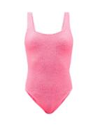 Matchesfashion.com Hunza G - Square-neck Crinkle-jersey Swimsuit - Womens - Pink