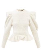 Isabel Marant - Giamili Puff-sleeve Tweed Top - Womens - Ivory