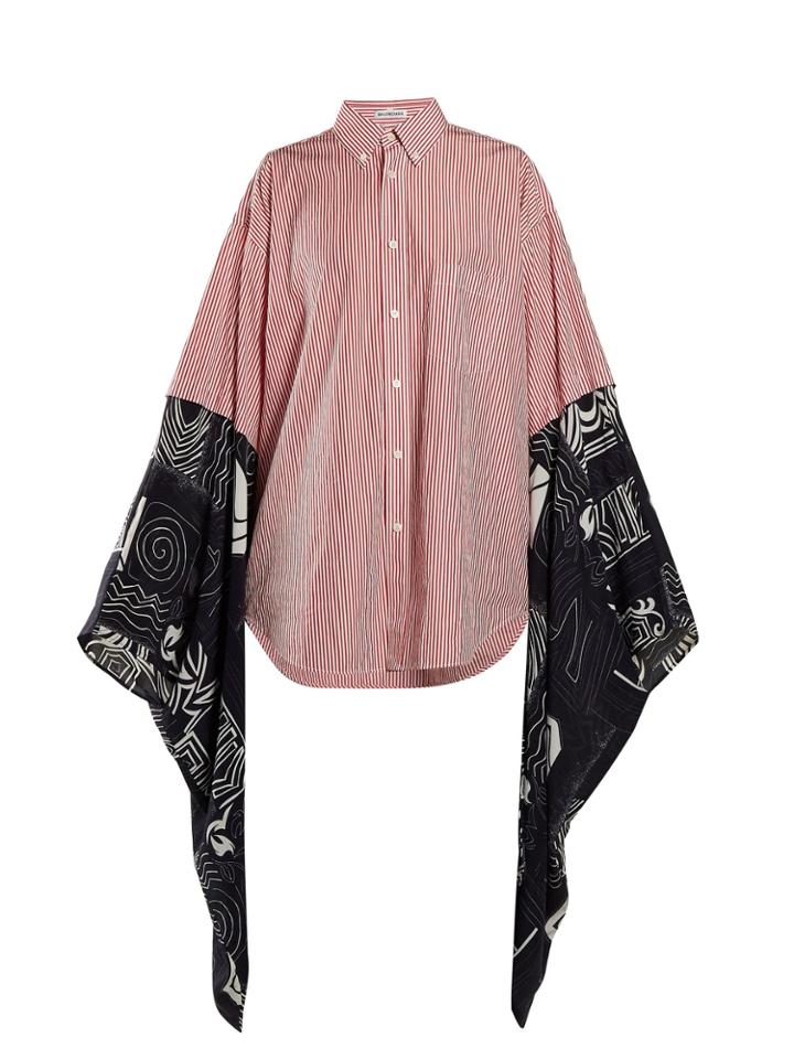 Balenciaga Contrast-sleeve Striped Cotton Shirt