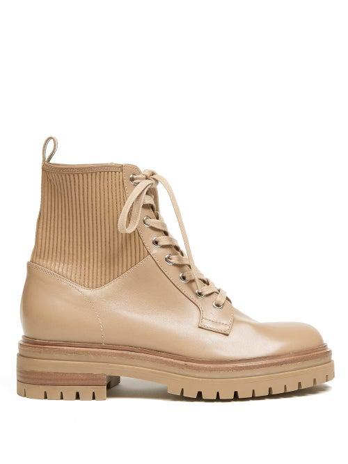 Matchesfashion.com Gianvito Rossi - Martins Trek Sole Leather Ankle Boots - Womens - Nude