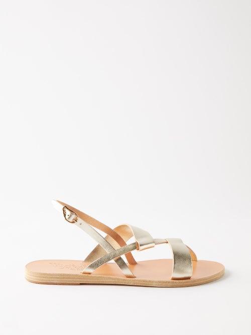 Ancient Greek Sandals - Kelly Metallic-leather Flat Sandals - Womens - Gold