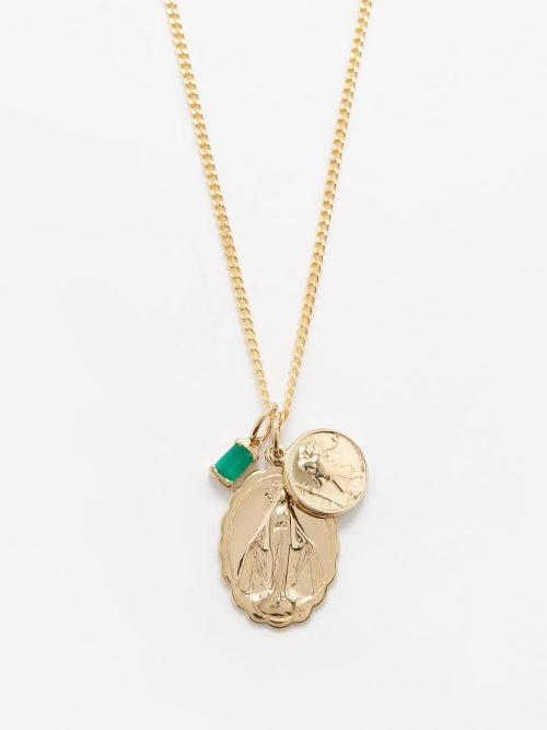 Miansai - Mini Saints Trilogy Agate & Gold-vermeil Necklace - Mens - Dark Green