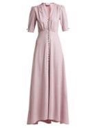 Matchesfashion.com Luisa Beccaria - Wool Blend V Neck Button Down Tea Gown - Womens - Light Pink