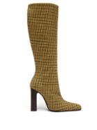 Matchesfashion.com Balenciaga - Houndstooth Check Tweed Boots - Womens - Yellow Multi