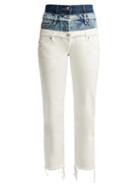 Matchesfashion.com Natasha Zinko - Tripple Waistband Slim Fit Cotton Jeans - Womens - White