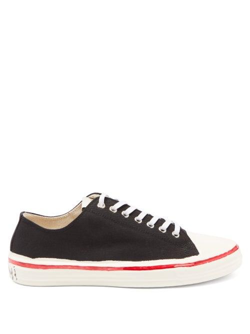 Matchesfashion.com Marni - Painted Cotton-canvas Trainers - Womens - Black White