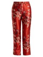 Matchesfashion.com Johanna Ortiz - Corajuda Renaissance Floral Print Satin Trousers - Womens - Red Multi