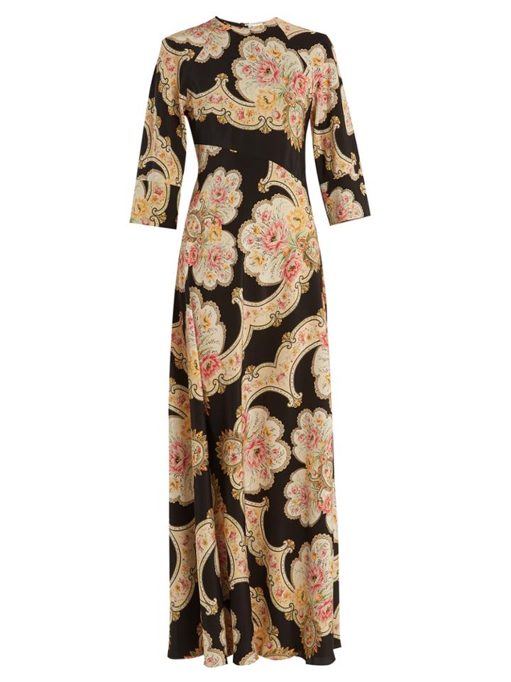 Vilshenko Anabelle Printed Silk Crepe De Chine Dress