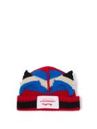 Ladies Accessories Charles Jeffrey Loverboy - Cat Ears Striped Wool-blend Beanie - Womens - Blue Multi