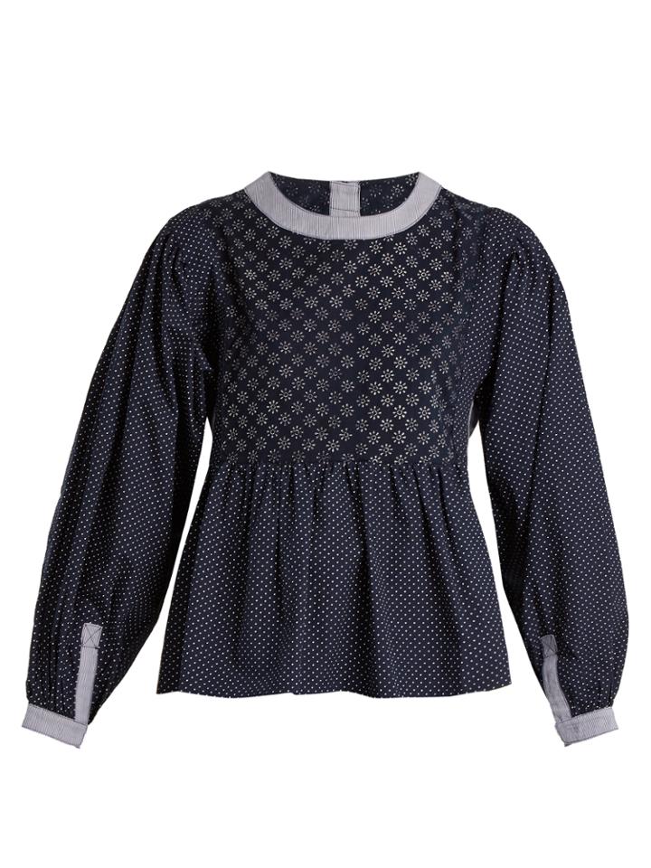 Bliss And Mischief Patchwork-print Cotton-poplin Blouse