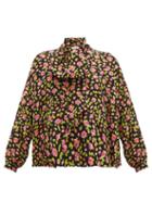 Matchesfashion.com Balenciaga - Rose Print Tie Neck Silk Blouse - Womens - Black Multi