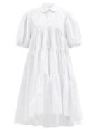 Cecilie Bahnsen - Jade Tiered Cotton Shirt Dress - Womens - White