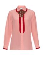 Gucci Sequin Neck-bow Silk Crepe De Chine Oxford Shirt