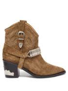 Matchesfashion.com Toga - Buckle Suede Ankle Boots - Womens - Tan