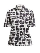 Matchesfashion.com La Doublej - Clerk Tribal Print Short Sleeved Cotton Shirt - Womens - Black Print