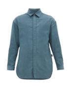 Matchesfashion.com Deveaux - Rowan Brushed Modal Blend Twill Shirt - Mens - Blue
