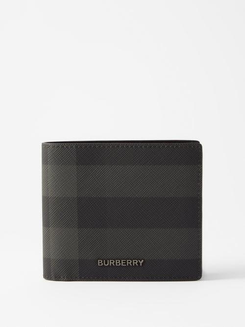 Burberry - London-check Grained-leather Bi-fold Wallet - Mens - Grey Multi