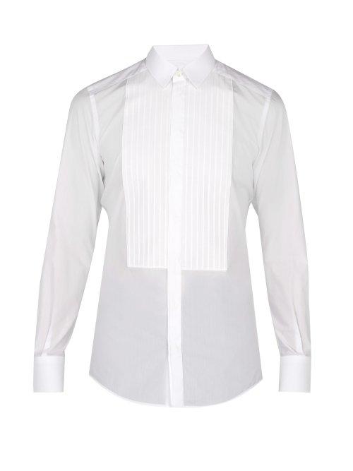 Matchesfashion.com Dolce & Gabbana - Johnny Pleated Cotton Dress Shirt - Mens - White