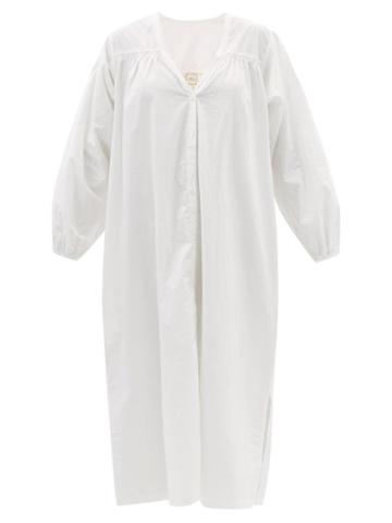 Deiji Studios - Smocked Organic-cotton Shirt Dress - Womens - White