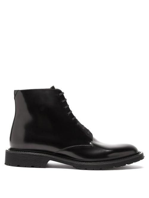 Matchesfashion.com Saint Laurent - Cesna Lace-up Patent-leather Boots - Mens - Black